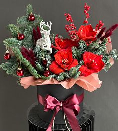 Композиция "Callista" из нобилиса, амариллиса и илекса