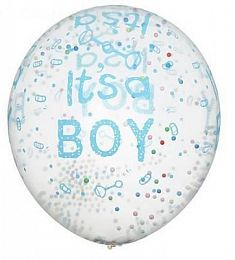 Шар прозрачный (латекс) - Это мальчик - 12"