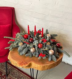 Настольная новогодняя композиция из нобилиса "Аромат"