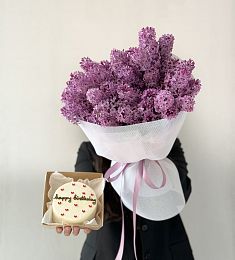 Сет "Сиреневая радость" букет сирени и бенто тортик