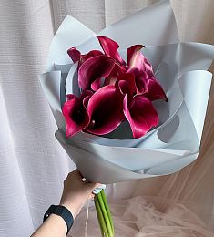 Букет из 9 бордовых калл